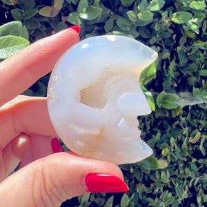 Flower Agate Moon with Face